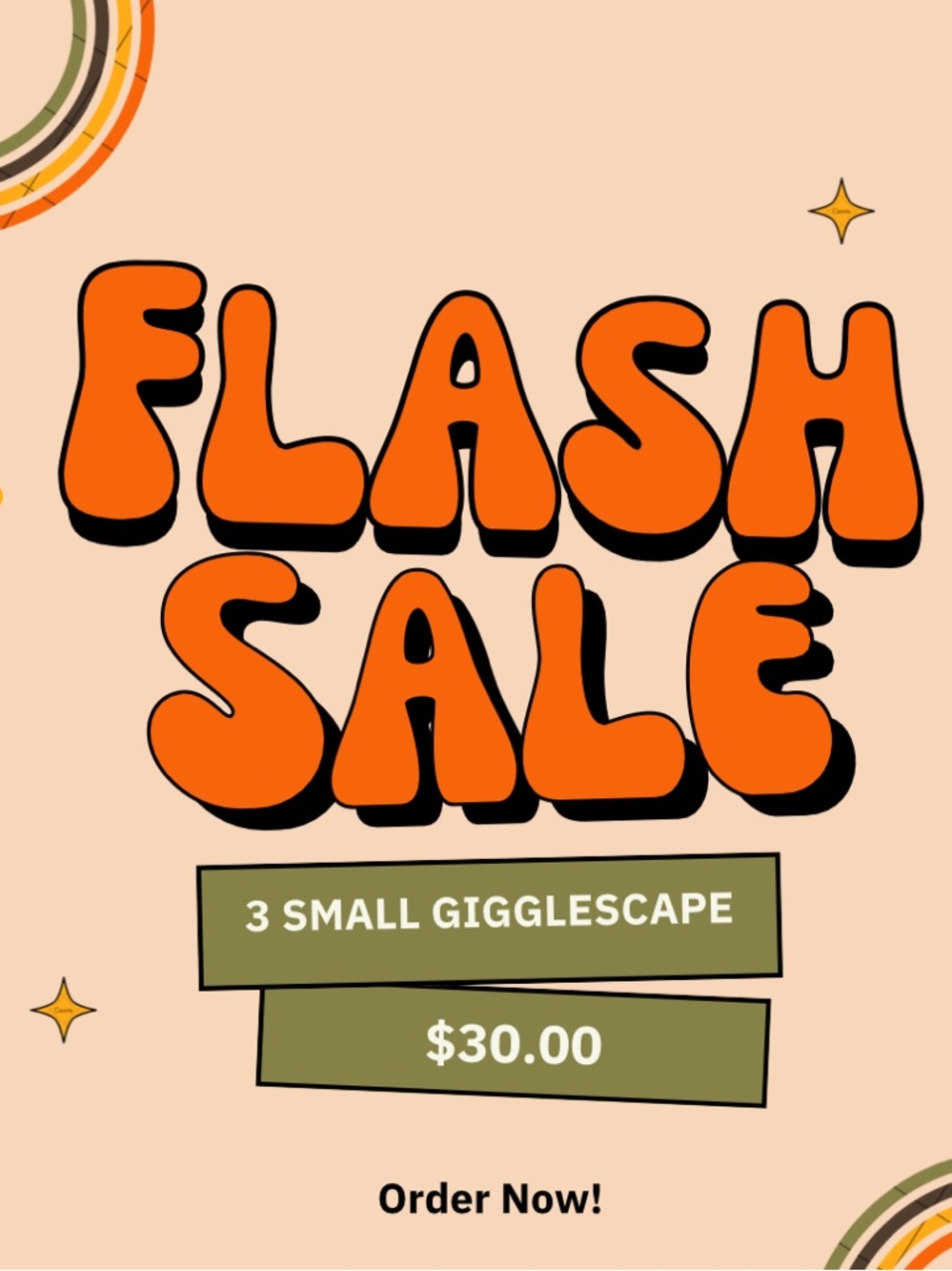 Flash Sale! 3/$30 small Gigglescape only!